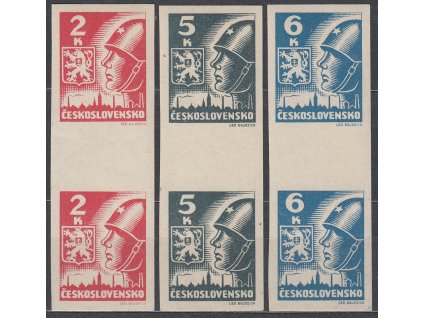 1945, 2,5 a 6K Košické, svislá meziarší, Nr.354-6Ms, **