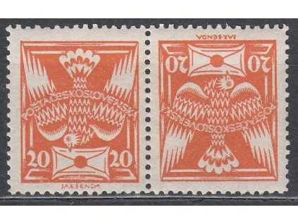 20h oranžová, úzká protichůdná dvojice, Nr.148TBa, **, dv