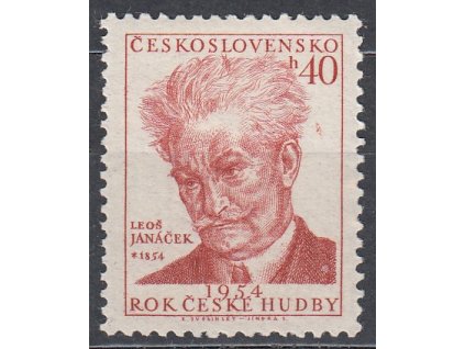 1954, 30 h Janáček, DV - skvrna vpravo od hlavy, Nr.792DV16/2, * po nálepce