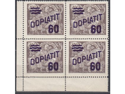 1926, 60/400h hnědá, rohový 4blok s ST II+I.typ, Nr.DL46, **