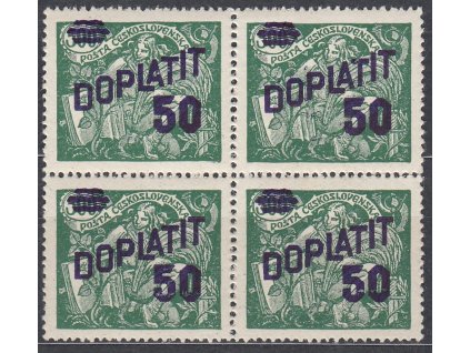 1926, 50/500h zelená, Hz.13 3/4:13 1/2, 4blok, zk.Gilbert, Nr.DL45B, **/*, lehce vodorovně přeloženo v perforaci