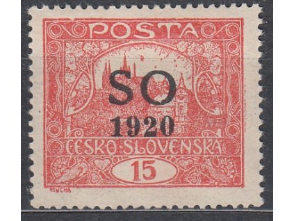 15h cihlově červená, Hz.13 3/4:13 1/2, I.typ spirály, Nr.SO5A, * po nálepce