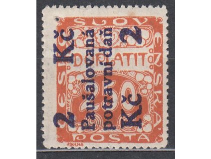 2Kč/250h oranžová, Nr.PD4, **, malá dírka v rohu