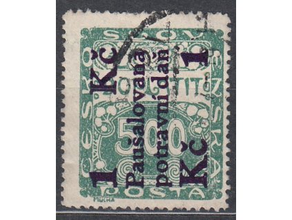 1Kč/500h zelená, Nr.PD5, razítkované