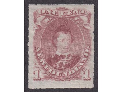 Newfoundland, 1876, 1 C Princ Edward, MiNr.27, * po nálepce