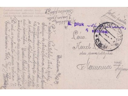 ČSPP na Slovensko, 1919, II. pluk stráže svobody, 5 setnina + razítko PP,