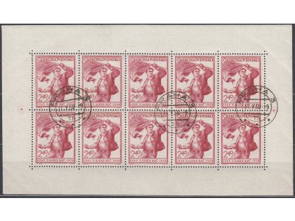 1954, 2.40Kčs KSČ, 10blok, Nr.PL771, denní razítko, lep **