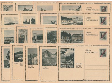 CDV 79 (1-18) Rázus s přetiskem ČESKOSLOVENSKO, kompletní sada,