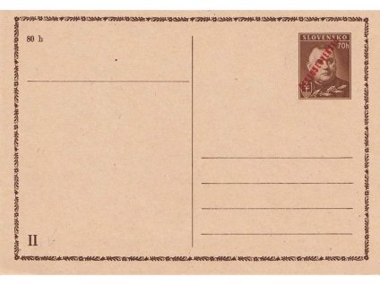 CDV 78 Tiso s červeným přetiskem ČESKOSLOVENSKO, II. díl