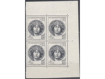 1953, 30h Destinová, krajový 4blok s ST III+I, Nr.757, **