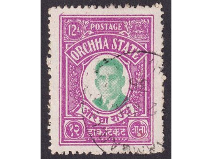 Indie, Orchha, 1935, 12 A Maharadža, MiNr.20, razítkované