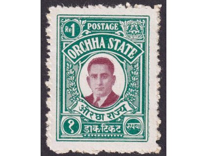 Indie, Orchha, 1935, 1 R Maharadža, MiNr.21, * po nálepce