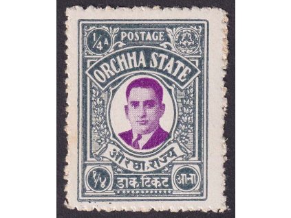 Indie, Orchha, 1935, 1/4 A Maharadža, MiNr.8, * po nálepce