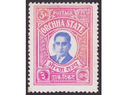 Indie, Orchha, 1935, 3 A Maharadža, MiNr.16, * po nálepce