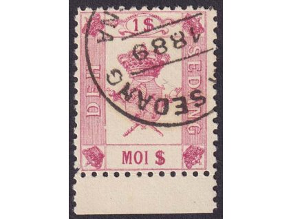 Sedang, 1888, 1 Dolar Znak, lokální vydání, razítkované, dv