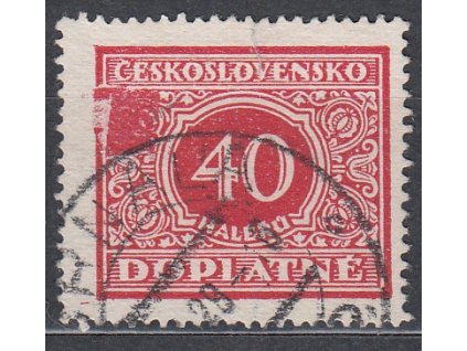 40h červená, zajímavá výrobní vada tisku vlevo, Nr.DL59, razítkované