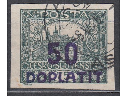 50/75h šedozelená, příčkový typ, Nr.DL19, razítkované