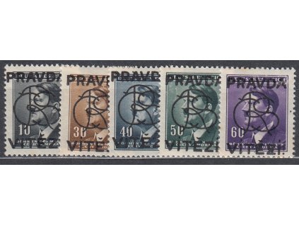 10-60h Hitler, 5 hodnot s přetiskem PRAVDA VÍTĚZÍ, **