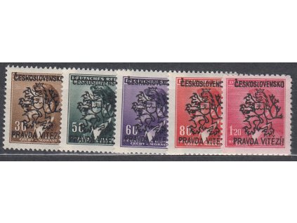 30h-1.20K Hitler, 5 hodnot s přetiskem ČESKOSLOVENSKO PRAVDA VÍTĚZÍ, **