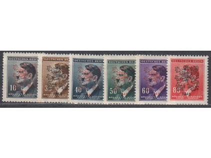 10-80 Hitler, 6 hodnot s přetiskem "lev" 1945, **