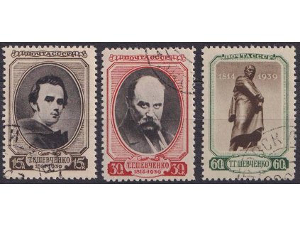 1939, 15-60 K série Ševčenko, MiNr.695-97, razítkované