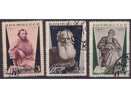 1935, 3-20 K série Tolstoj, MiNr.536-38A, razítkované