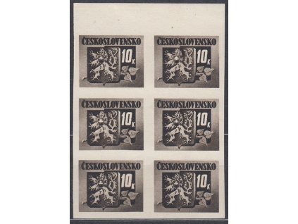 1945, 10K Bratislavské, krajový 6blok s ST I+II, Nr.ST371, **