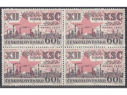 1962, 60h KSČ, 4blok s DV - čárka mezi JOSEF a HERČÍK, Nr.1278, **