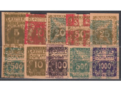 10 ks ZT - makulatur, násobné tisky, různé hodnoty, bez lepu