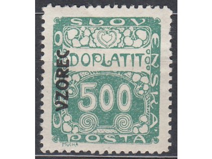 500h zelená, Řz.11 1/2, VZOREC (vlevo nahoru), Nr.DL12, * po nálepce