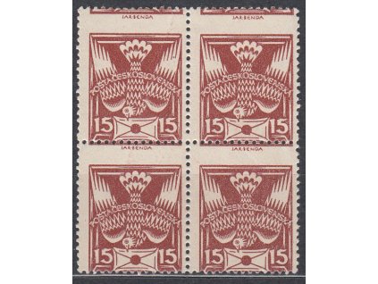 15h hnědá, 4blok s posunem vodorovné perforace, Nr.147, **/*, výrobní vlom