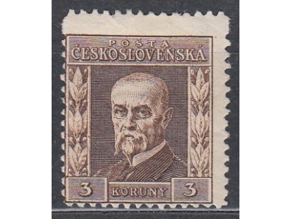 3Kč hnědá, II.typ, pr.6, Nr.196, * po nálepce