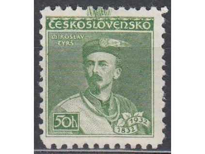 1932, 50h Tyrš, výrobní VV - skvrna nahoře, Nr.268, **