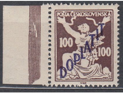 1927, 100h hnědá, krajový kus s vrypem v rámu + VV - bílé ruce, Nr.DL54, **