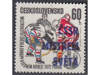 1972, 60h Hokej, DV - zářez v písmenu "Č" ČSSR, Nr.1961DV29, **