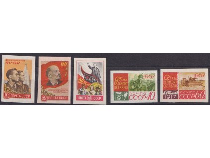 1957, 10-60 K nezoubkovaná série Revoluce, MiNr.1995-99B, **
