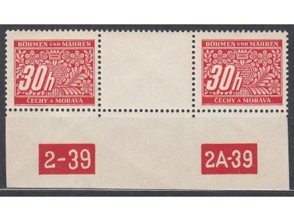 1939, 30h Doplatní, meziarší s DČ2-39-2A-39, Nr.DL4, **