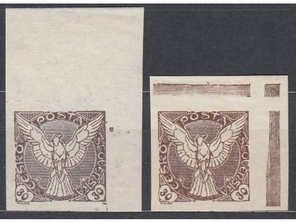 30h hnědá, 2 rohové kusy s lištou v okraji a bez lišty, Nr.NV6, **/*