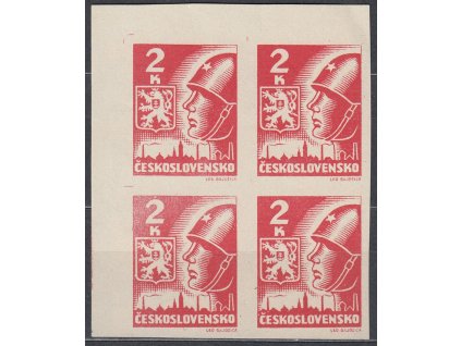 1945, 2K Košické, krajový 4blok se světlým tiskem levých. zn.,  Nr.354, **