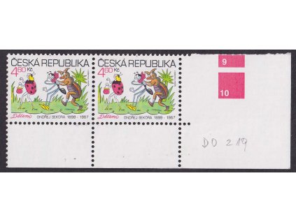 1999, 4.60 Kč Dětem, DO - zbytky vyměřovacího křížku, Nr.219, **