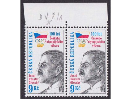 1999, 9 Kč 100. výročí ČOV, DO - slabé "P" (REPUBLIKA), Nr.215, **