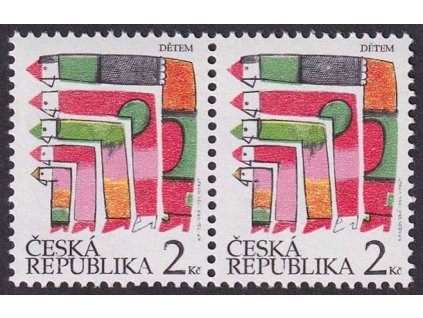 1994, 2 Kč Dětem, DV - seříznutá špička druhé špičky, Nr.41b, ** , ZP 30/2