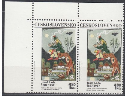 1970, 1.80Kčs Lada, rohová 2páska s DV - skvrna vlevo od měsíce, Nr.1825DV2/1, **