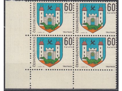 1971, 60h Znaky, rohový 4blok s DO - zbytky "NOV" pod HALÉŘU, Nr.1890DO47/2, **