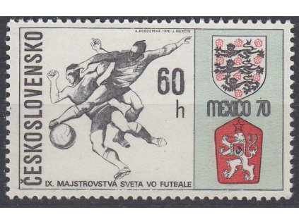 1970, 60h Kopaná, DO - soutiskový křížek nad "7" 70, Nr.1848DO11/2, **