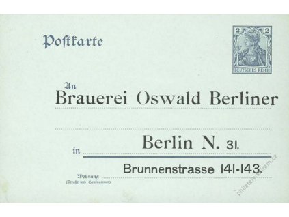 1902, dopisnice 2Pf Germanie, přítisk, neprošlé