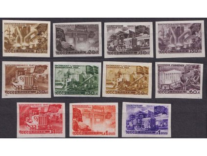 1947, 15K-1R série Průmysl, MiNr.1168-78B, ** , 1 R lom