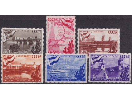 1947, 30K-1R série Průplavy, MiNr.1131-36, **