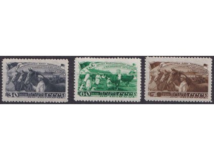 1948, 30K-1R série Chov zvířectva, MiNr.1256-58, **