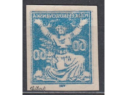 60h modrá, nezoubkovaná, plný obtisk, zk.Gilbert, Nr.157N, * po nálepce